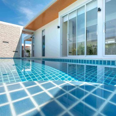 tiled pool with sunlight